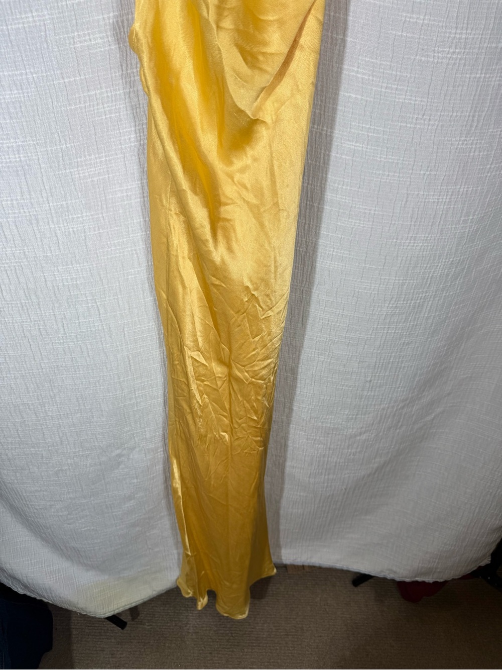 One-Shoulder Satin Gown in Champagne Yellow - Picture 7 of 12